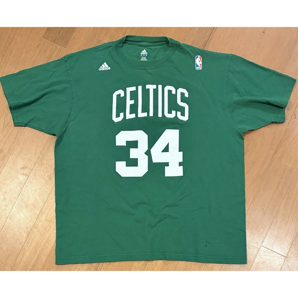 Vintage Adidas Celtics Paul Pierce Large Short Sleeve Shirt NBA Basketball Tee